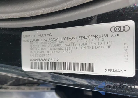 2016 Audi A6 3.0T Premium Plus из США, поврежденный, VIN WAUHGBFC8GN021412